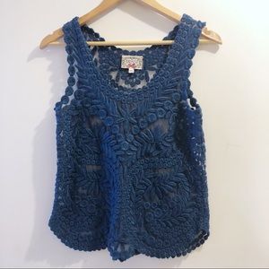 Anthropologie embroidered blue top
